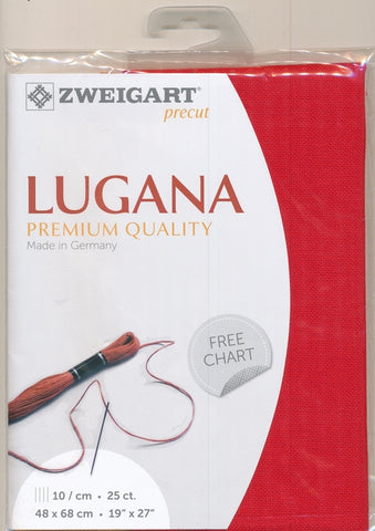 25 Count Precut Lugana (Evenweave) Christmas Red