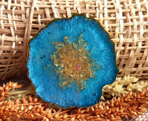 Teal & Gold Geode Needle Minder